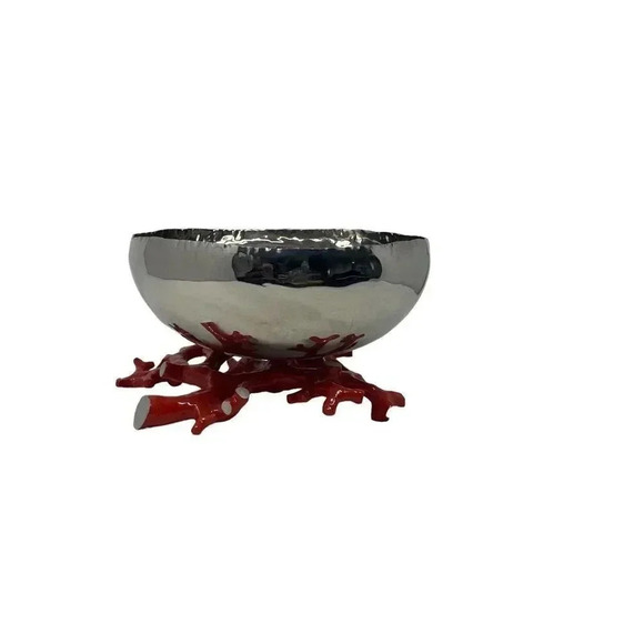 Michael Aram Ocean Reef bowl silver with coral bottom medium size - Picture 9 of 9